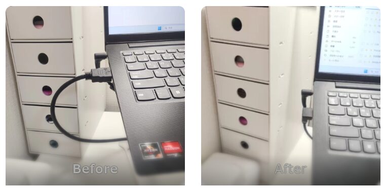 L字HDMIケーブルでデスク回りスッキリ！ガジェット